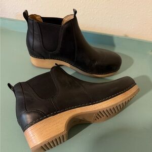 Dansko Black Ankle Boots with Tan Soles